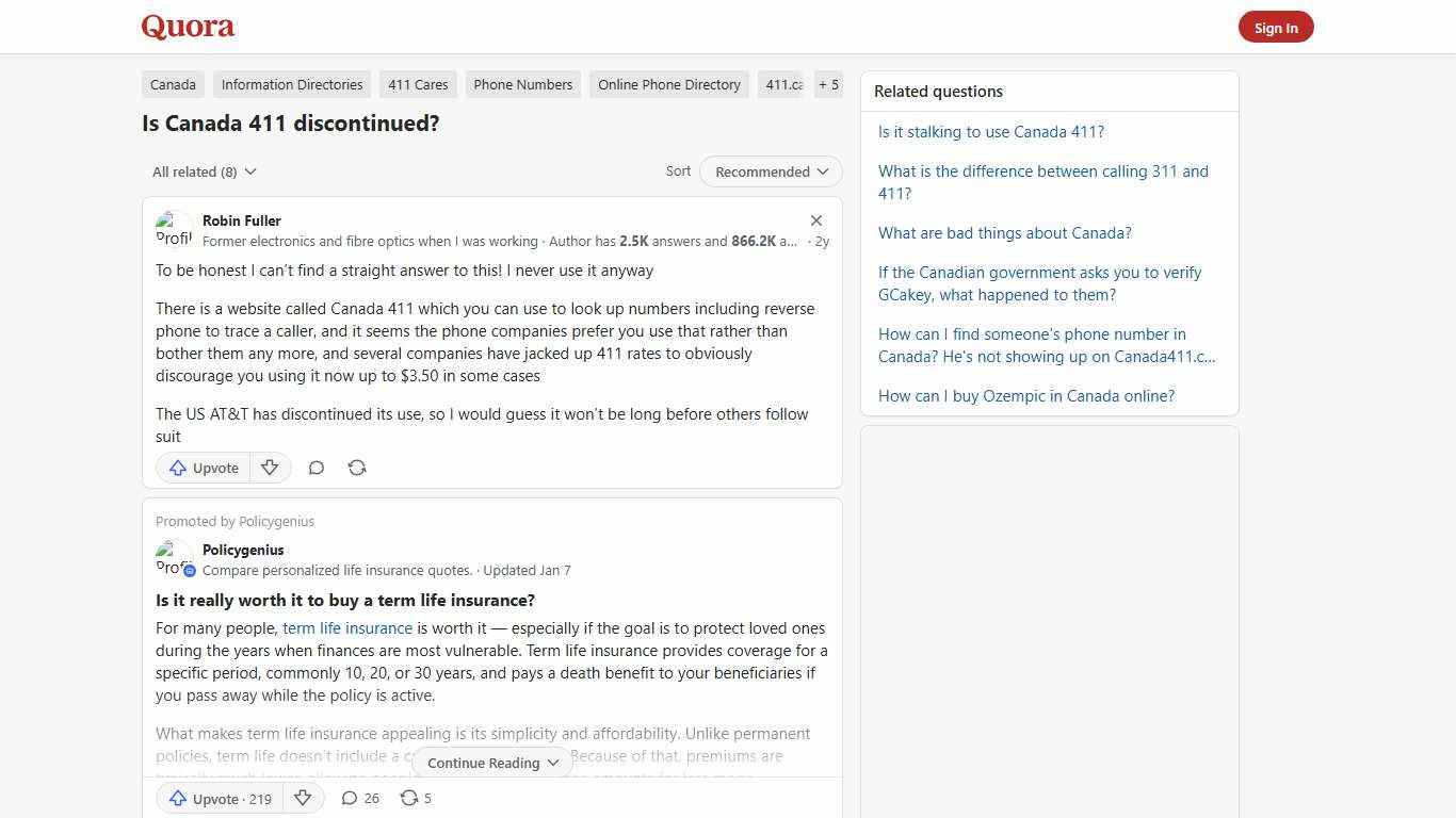 Is Canada 411 discontinued? - Quora